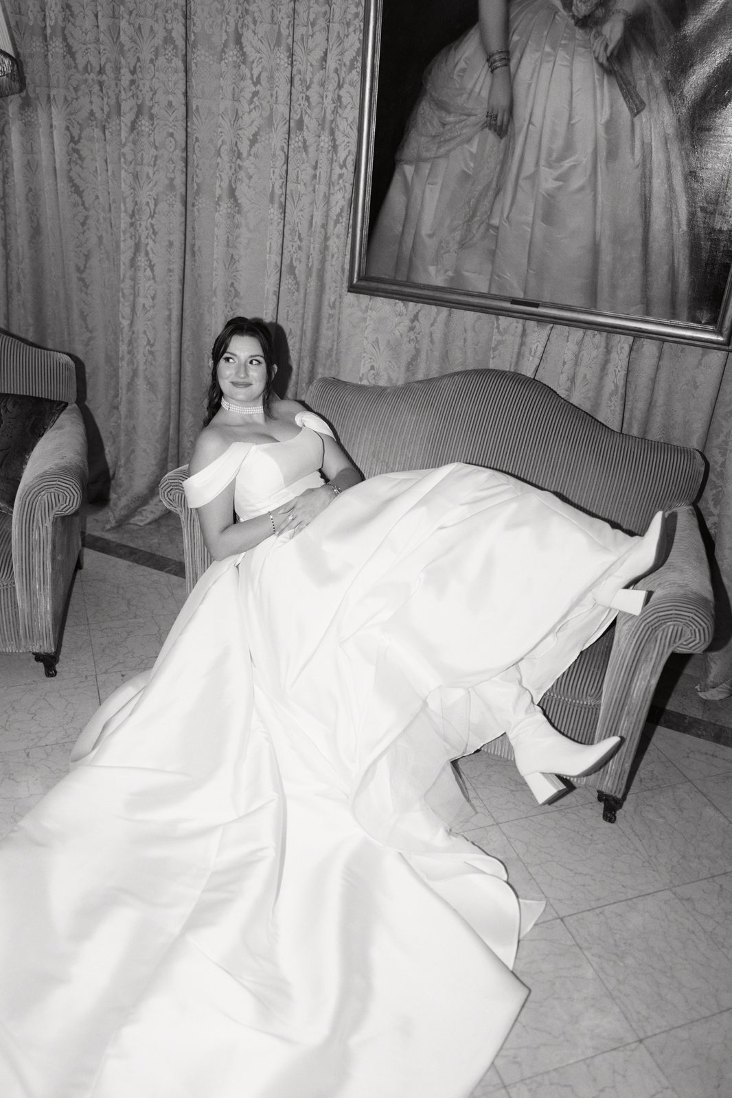 Mina — black and white bridal portrait