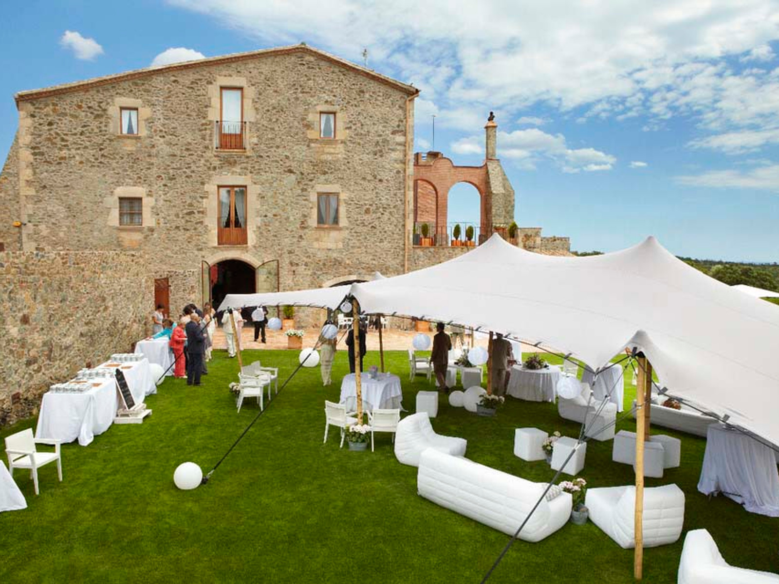 Elegant luxury wedding ceremony at Mas Torroella estate in Catalonia, Spain