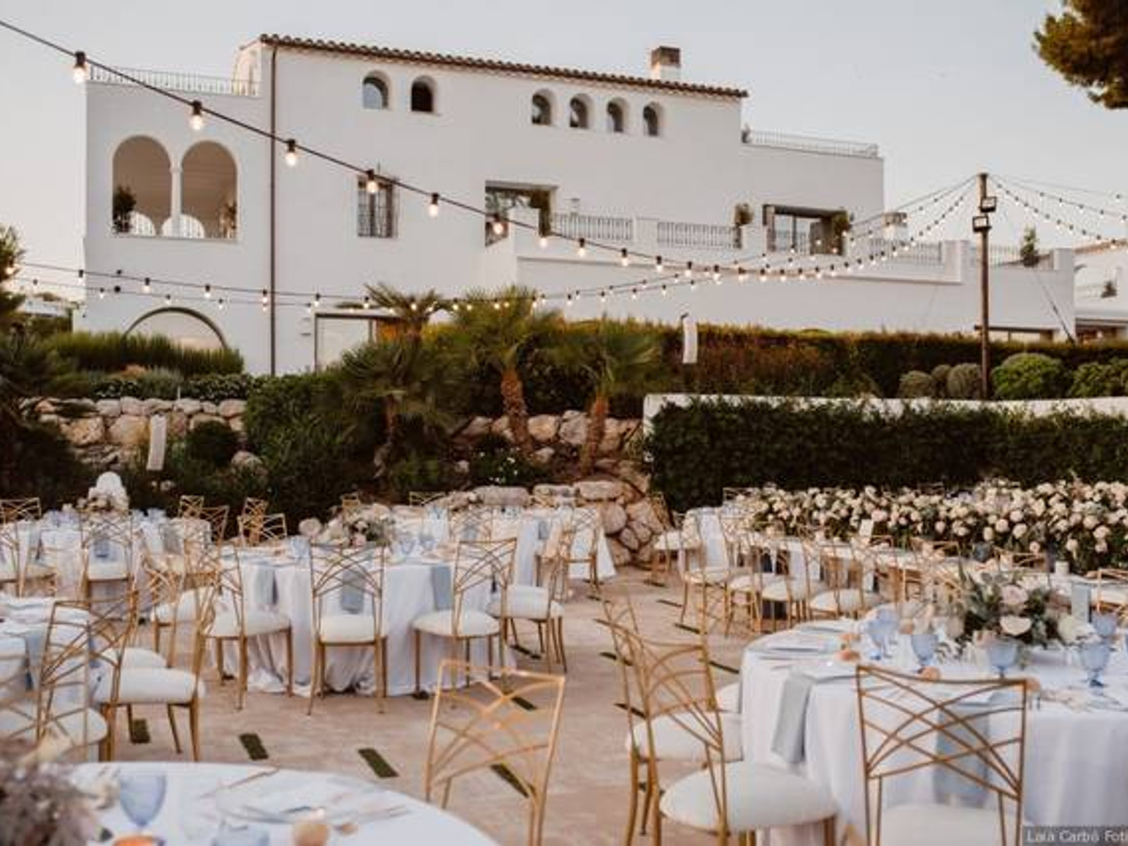 Luxury Casa del Mar wedding ceremony setup with Mediterranean views Barcelona